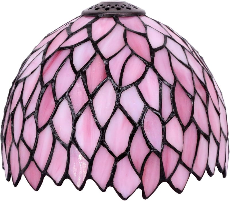 TCODTPOL Small Tiffany Lampshade Replacement Only Stained Glass Style Lamp Shade 8 Inch Fit for Table Desk Lamp, Pendant Ceiling Light Fixture (Pink Wisteria) - Image 1